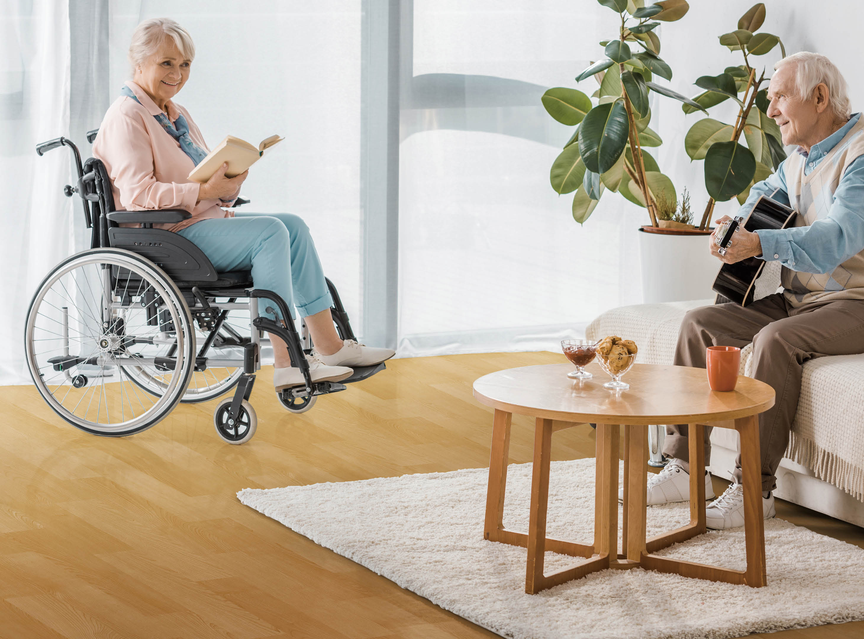 senior people spending time together in nursing home