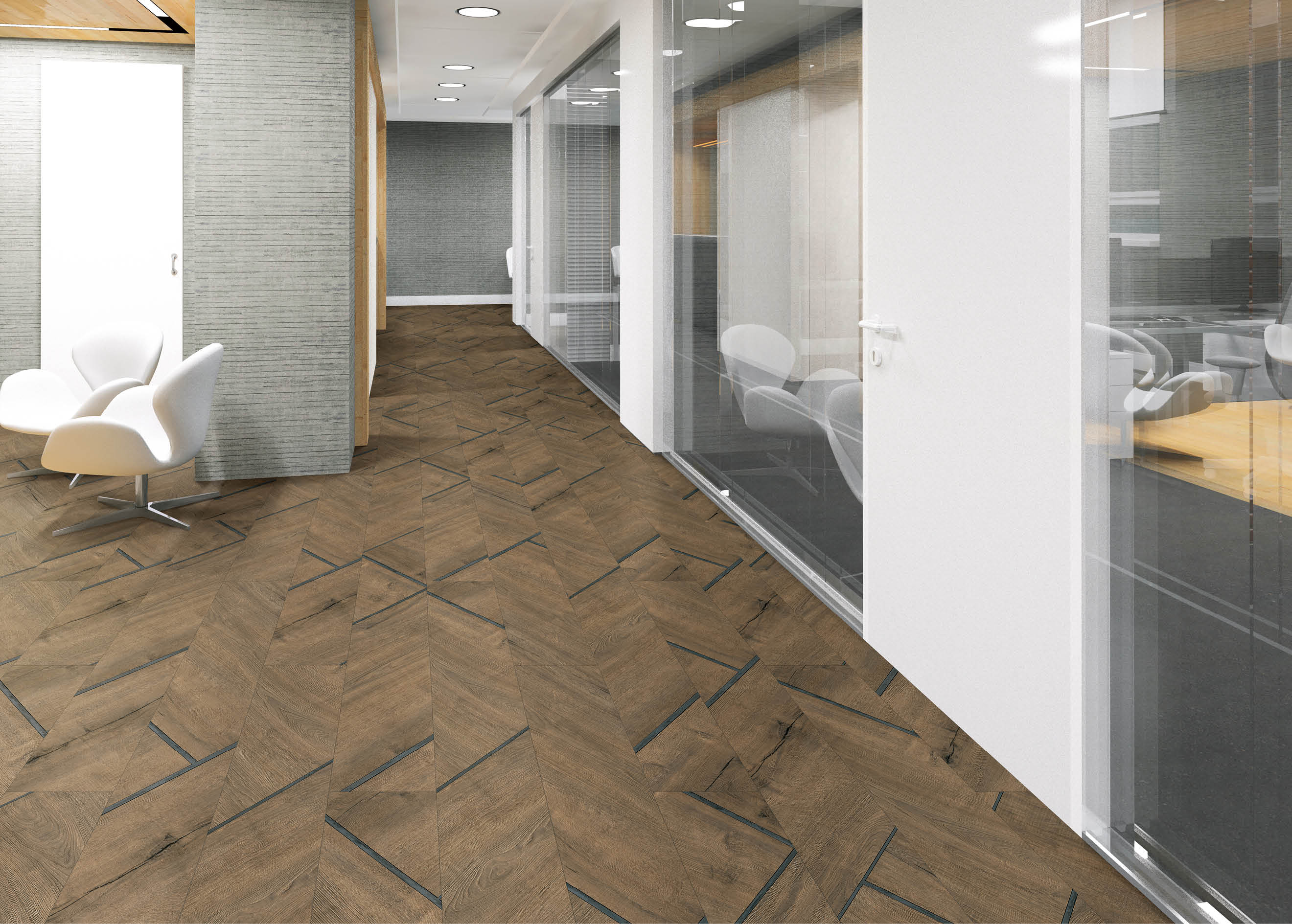 corridor of modern office 3D visualization