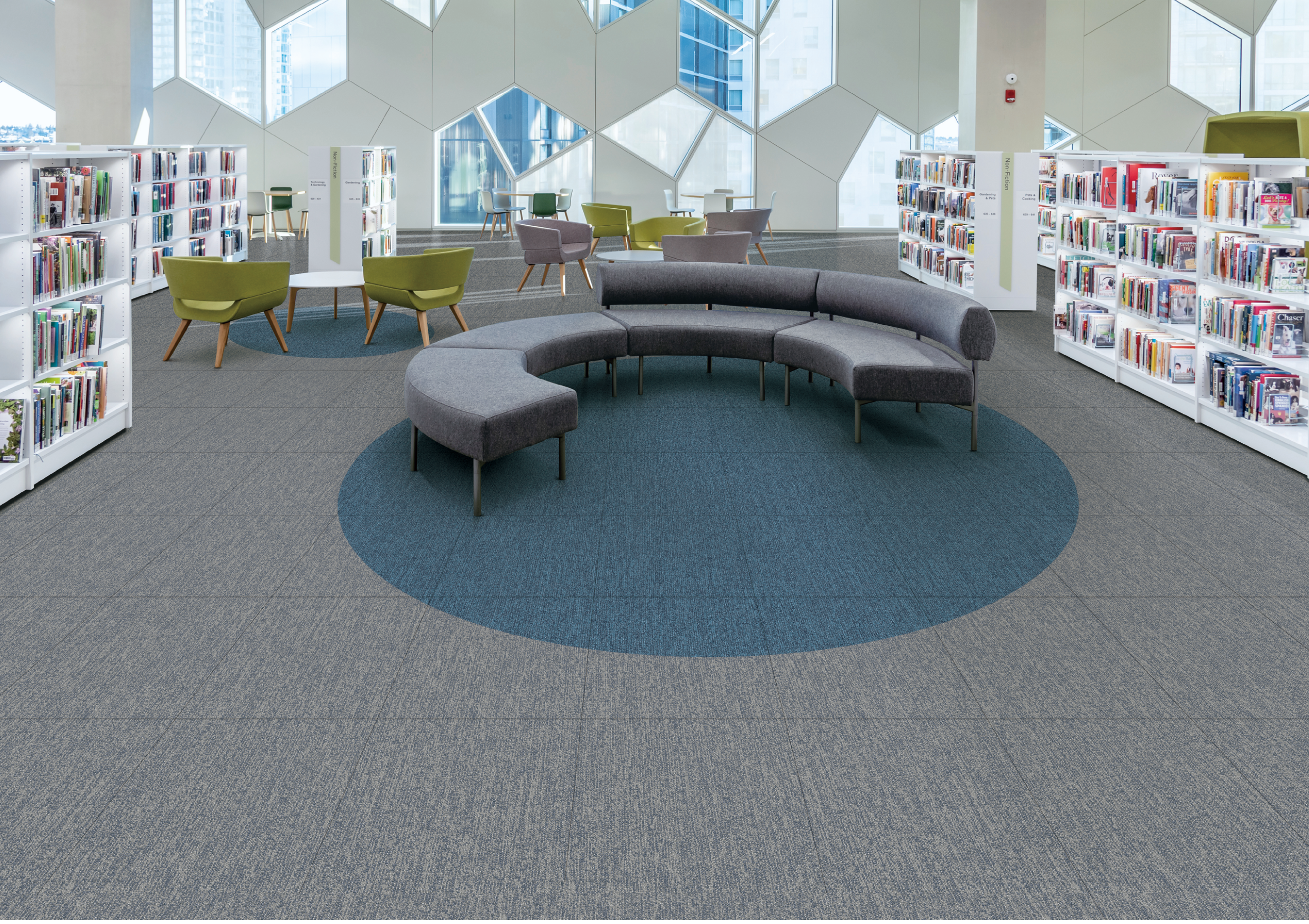 Calgary, Alberta - December 15, 2018: Interior of Calgary`s Central Branch of the Calgary Public Library. The library opened in November 2018 and was designed by renowned Snohetta firm.