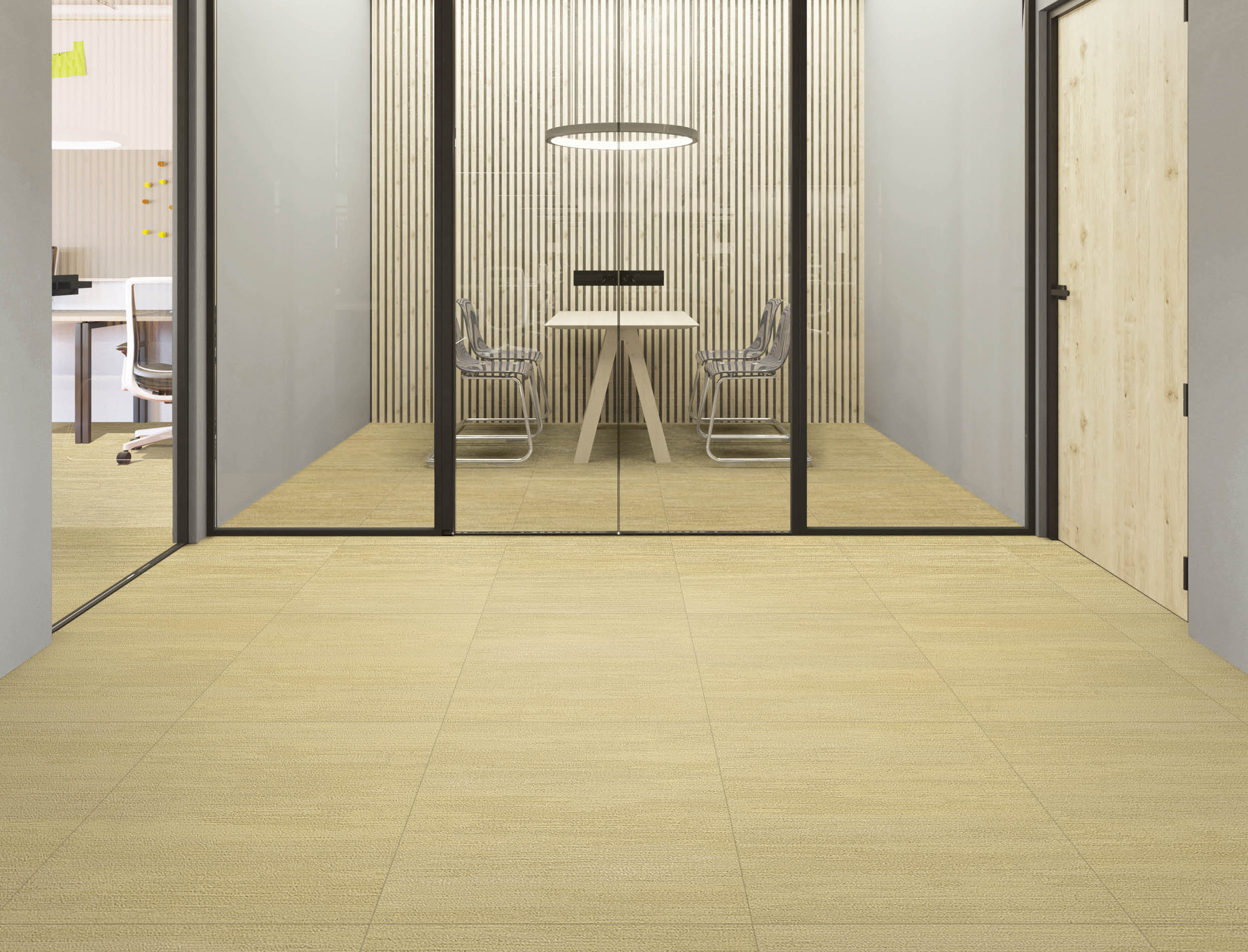 Interior design. Computer Generated Image Of Office. Architectural Visualizartion, 3D Render. Stock Phote